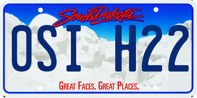 SD license plate 0SIH22