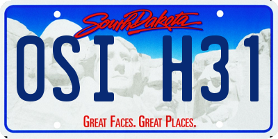 SD license plate 0SIH31
