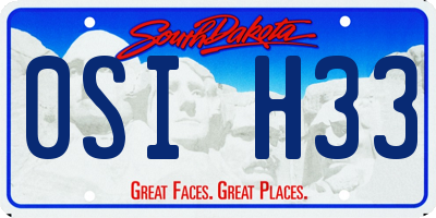 SD license plate 0SIH33