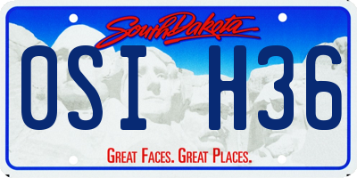 SD license plate 0SIH36
