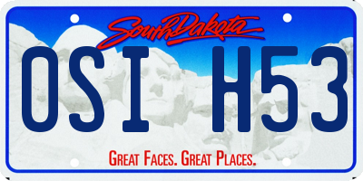SD license plate 0SIH53