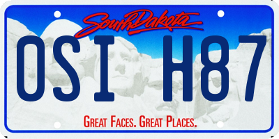 SD license plate 0SIH87