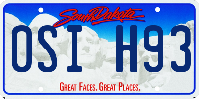 SD license plate 0SIH93