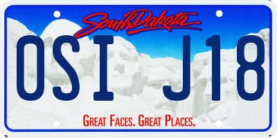 SD license plate 0SIJ18
