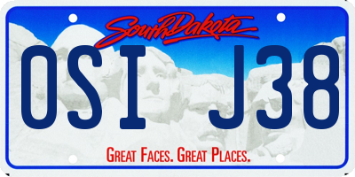 SD license plate 0SIJ38