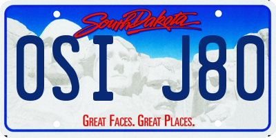 SD license plate 0SIJ80