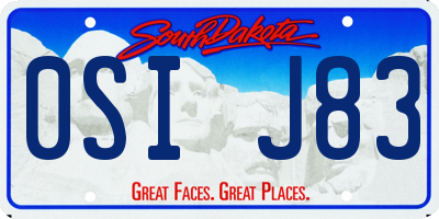 SD license plate 0SIJ83