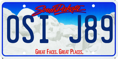 SD license plate 0SIJ89