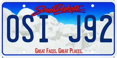 SD license plate 0SIJ92