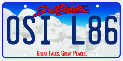SD license plate 0SIL86