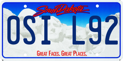 SD license plate 0SIL92