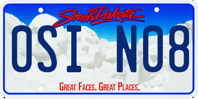 SD license plate 0SIN08