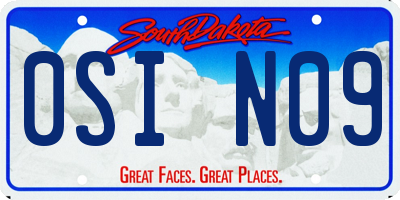SD license plate 0SIN09