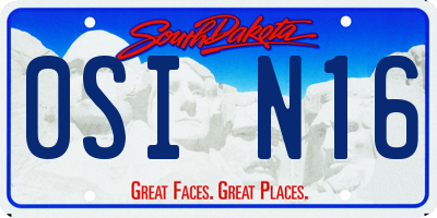 SD license plate 0SIN16