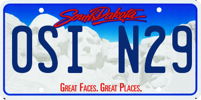 SD license plate 0SIN29