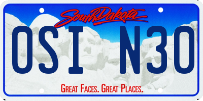 SD license plate 0SIN30