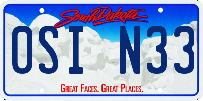 SD license plate 0SIN33