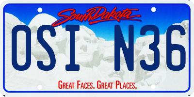 SD license plate 0SIN36