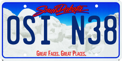 SD license plate 0SIN38
