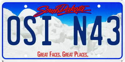 SD license plate 0SIN43