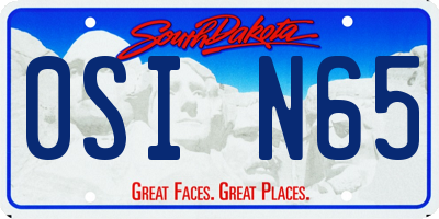 SD license plate 0SIN65