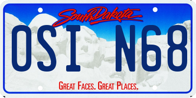 SD license plate 0SIN68