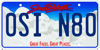 SD license plate 0SIN80