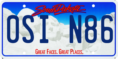 SD license plate 0SIN86