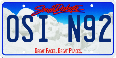 SD license plate 0SIN92