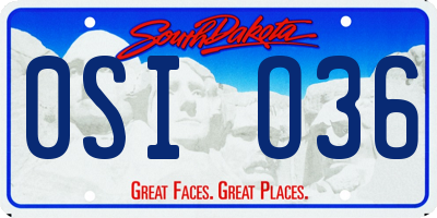SD license plate 0SIO36