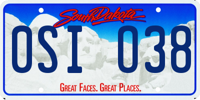 SD license plate 0SIO38