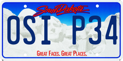 SD license plate 0SIP34