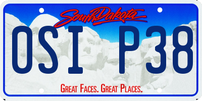 SD license plate 0SIP38
