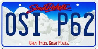 SD license plate 0SIP62