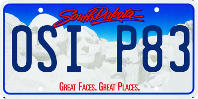 SD license plate 0SIP83