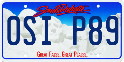 SD license plate 0SIP89
