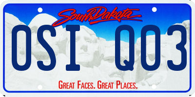 SD license plate 0SIQ03