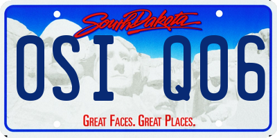 SD license plate 0SIQ06