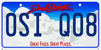 SD license plate 0SIQ08