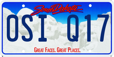 SD license plate 0SIQ17
