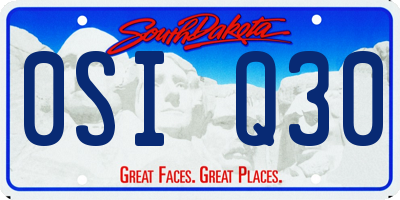 SD license plate 0SIQ30