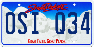 SD license plate 0SIQ34