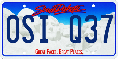 SD license plate 0SIQ37