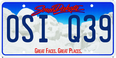 SD license plate 0SIQ39