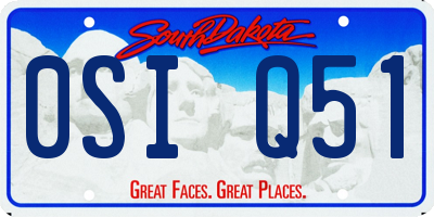 SD license plate 0SIQ51