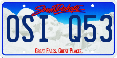 SD license plate 0SIQ53