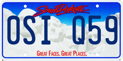 SD license plate 0SIQ59