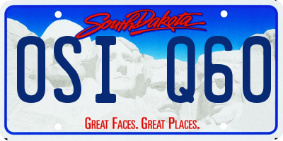 SD license plate 0SIQ60