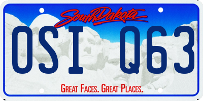 SD license plate 0SIQ63