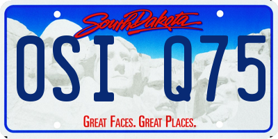 SD license plate 0SIQ75
